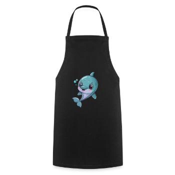Dauphin joyeux sous l’eau - Tablier de cuisine - noir - Devant - AI Model Male 185 dark (185cm)