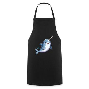 Motif narval ludique pour les fans d’animaux marins - Tablier de cuisine - noir - Devant - AI Model Male 185 dark (185cm)