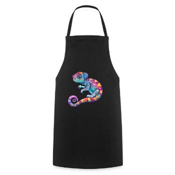 Voyage de découverte de caméléons colorés - Tablier de cuisine - noir - Devant - AI Model Male 185 dark (185cm)