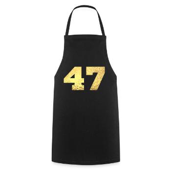 Number 47 Gold Glitter - 47th Anniversary - Cooking Apron - black - Front - AI Model Male 185 dark (185cm)