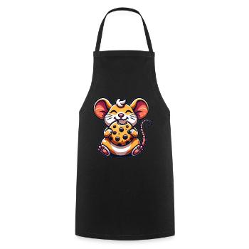 Cute Mouse Cookie Dessert Cartoon - Cooking Apron - black - Front - AI Model Male 185 dark (185cm)