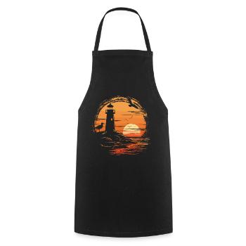 Seagull Seabird Lighthouse Sunset - Cooking Apron - black - Front - AI Model Male 185 dark (185cm)