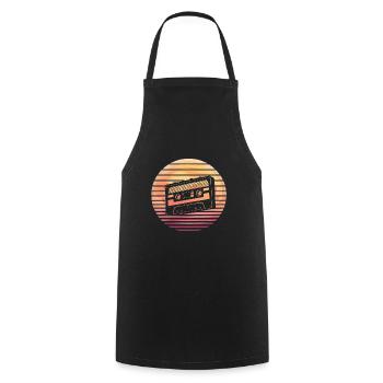Cassette Retro Vintage Silhouette - Cooking Apron - black - Front - AI Model Male 185 dark (185cm)