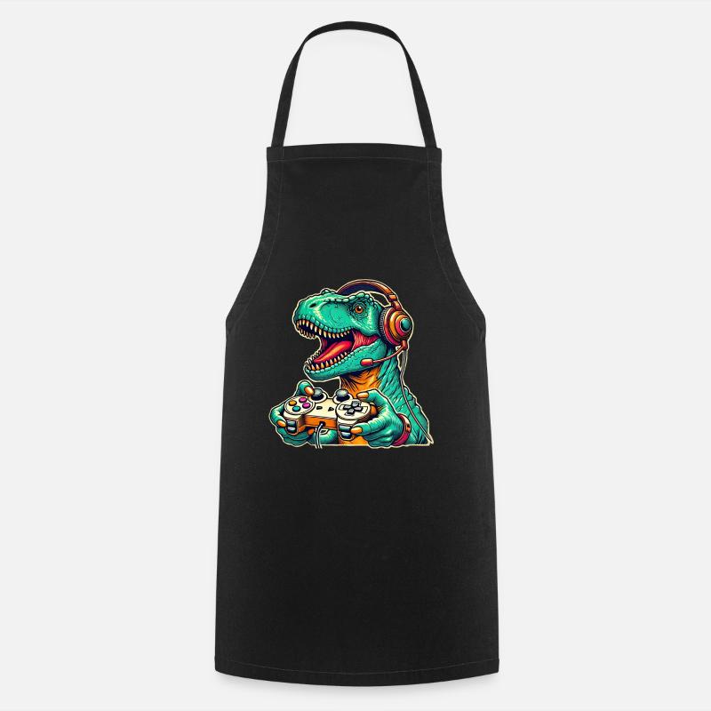 Dinosaurier Gaming T Rex - Kochschürze - Schwarz