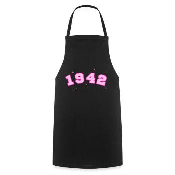 1942 rose étoile - Tablier de cuisine - noir - Devant - AI Model Male 185 dark (185cm)