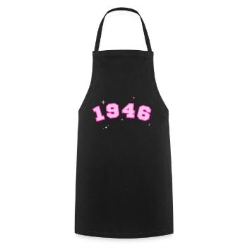 1946 rose étoile - Tablier de cuisine - noir - Devant - AI Model Male 185 dark (185cm)