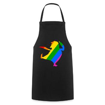Regenbogen Pinguin macht Karate - Kochschürze - Schwarz - Vorne - AI Model Male 185 dark (185cm)