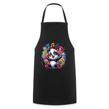 Cute panda in kawaii style listening to music - Cooking Apron - black - Front - AI Model Male 185 dark (185cm)
