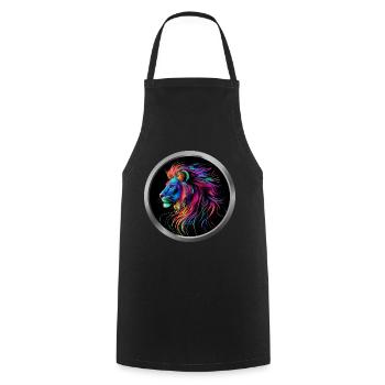 Lion Animal in Neon - Cooking Apron - black - Front - AI Model Male 185 dark (185cm)