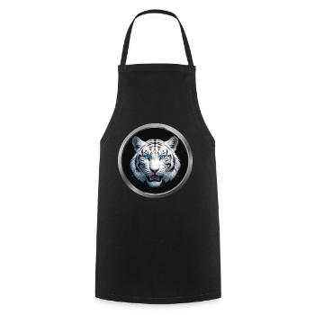 White Tiger Animal - 2 - Cooking Apron - black - Front - AI Model Male 185 dark (185cm)