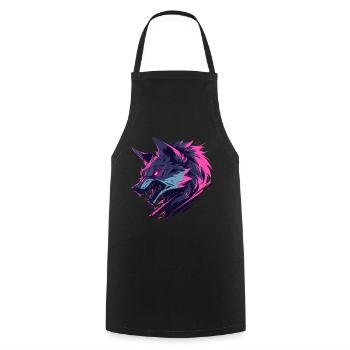 Loup féroce aux couleurs vives - Tablier de cuisine - noir - Devant - AI Model Male 185 dark (185cm)