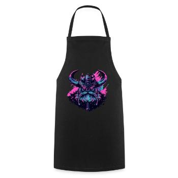 Viking head in pop art style - Cooking Apron - black - Front - AI Model Male 185 dark (185cm)