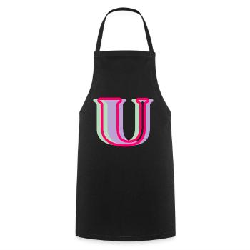 Multicolored letter u - Cooking Apron - black - Front - AI Model Male 185 dark (185cm)