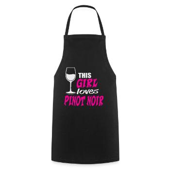 Cette fille aime le vin rouge Pinot Noir Dicton - Tablier de cuisine - noir - Devant - AI Model Male 185 dark (185cm)