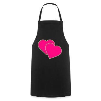 Two hearts - Cooking Apron - black - Front - AI Model Male 185 dark (185cm)