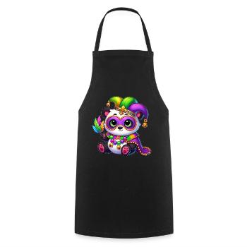 Cute panda with mask at carnival - Cooking Apron - black - Front - AI Model Male 185 dark (185cm)