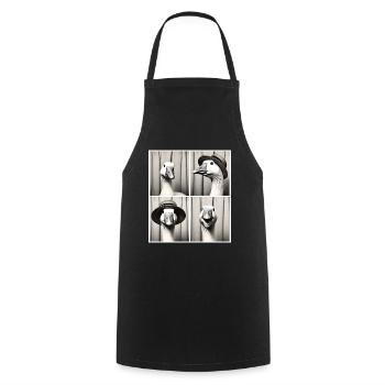 Boîte photo drôle d’oies - Conception d’oie noire et blanche - Tablier de cuisine - noir - Devant - AI Model Male 185 dark (185cm)
