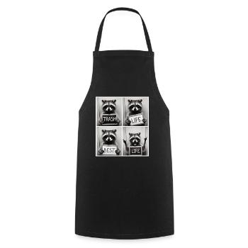 Raccoon – Trash Life Best Life - Cooking Apron - black - Front - AI Model Male 185 dark (185cm)
