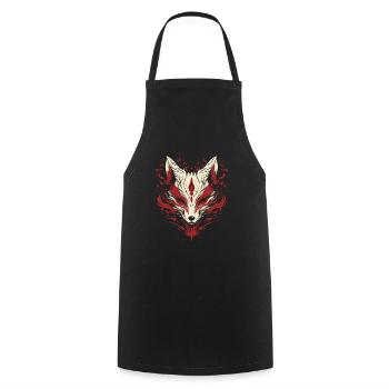 Masque de renard Kitsune du Japon - Tablier de cuisine - noir - Devant - AI Model Male 185 dark (185cm)