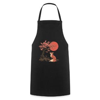 Fox Sakura Tree Church Blossom Japan - Cooking Apron - black - Front - AI Model Male 185 dark (185cm)