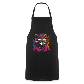 Raccoon with sunglasses and hoodie graffiti style - Cooking Apron - black - Front - AI Model Male 185 dark (185cm)