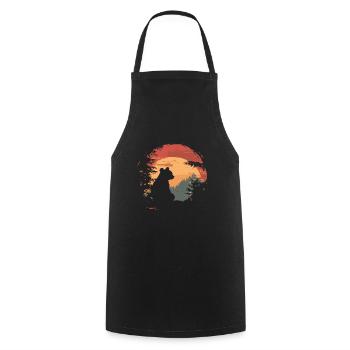Silhouette panda assis coucher de soleil vintage - Tablier de cuisine - noir - Devant - AI Model Male 185 dark (185cm)