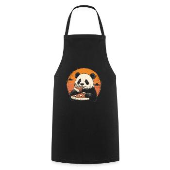 Panda mange de la pizza - Tablier de cuisine - noir - Devant - AI Model Male 185 dark (185cm)