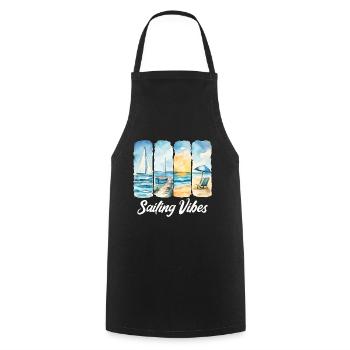 Sailing Vibes – Feel the Ocean - Cooking Apron - black - Front - AI Model Male 185 dark (185cm)