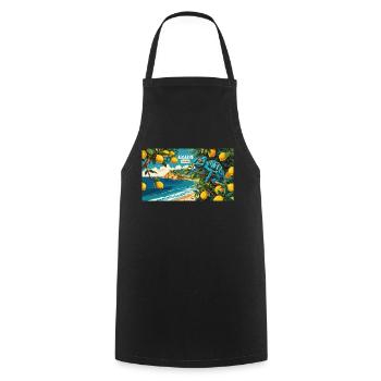 Retro Print Algarve with Lemons and Chameleon - Cooking Apron - black - Front - AI Model Male 185 dark (185cm)