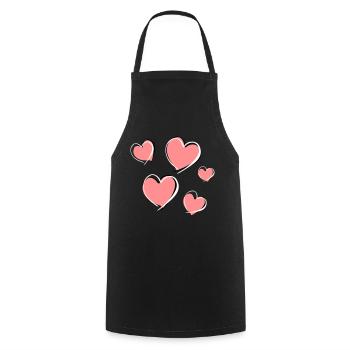 cinq cœurs - symbole d’amour - Tablier de cuisine - noir - Devant - AI Model Male 185 dark (185cm)