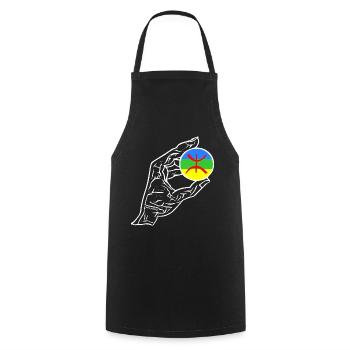 Drapeau de la main Amazigh - Tablier de cuisine - noir - Devant - AI Model Male 185 dark (185cm)