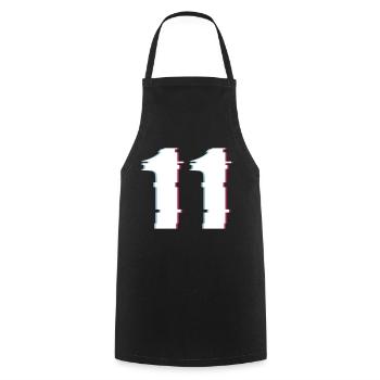 11 Eleven Eleven Number Effect Distorted Number - Cooking Apron - black - Front - AI Model Male 185 dark (185cm)