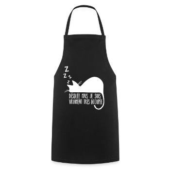Cadeau drôle chat chaton mignon dodo flemme - Tablier de cuisine - noir - Devant - AI Model Male 185 dark (185cm)