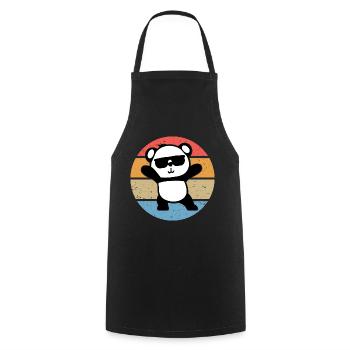 Panda Cool Sonnenbrille Retro Vintage Geschenk - Kochschürze - Schwarz - Vorne - AI Model Male 185 dark (185cm)