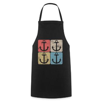 Gift Idea Sea Captain Nautical Anchor Vintage - Cooking Apron - black - Front - AI Model Male 185 dark (185cm)