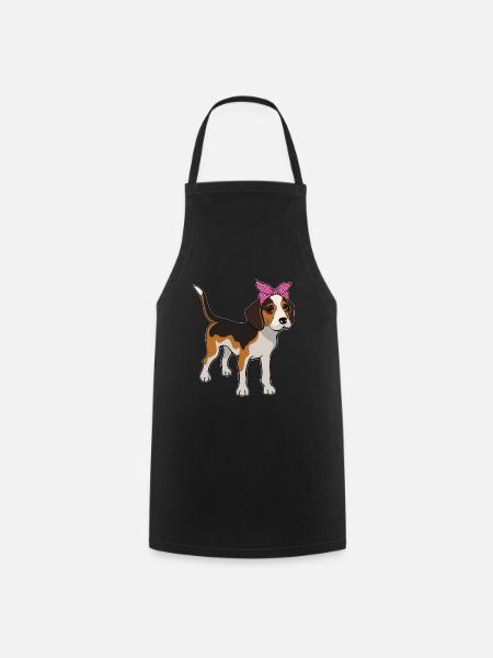 Beagle mit Schleife Beaglebesitzer Geschenk - Kochschürze - Schwarz