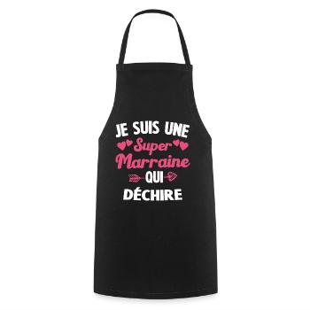 Je suis une Super Marraine qui Dechire - Tablier de cuisine - noir - Devant - AI Model Male 185 dark (185cm)
