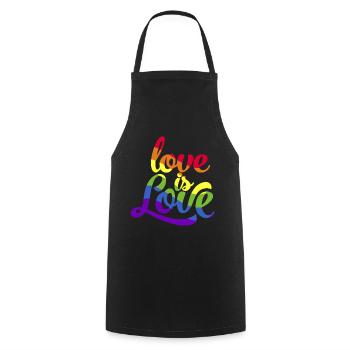 Love is equal. Liebe kennt kein Geschlecht. Spruch - Kochschürze - Schwarz - Vorne - AI Model Male 185 dark (185cm)