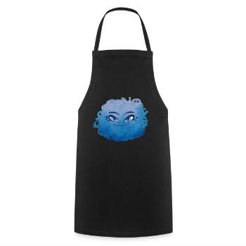 Petit Monstre pelote n°10 – bleu - Tablier de cuisine - noir - Devant - AI Model Male 185 dark (185cm)