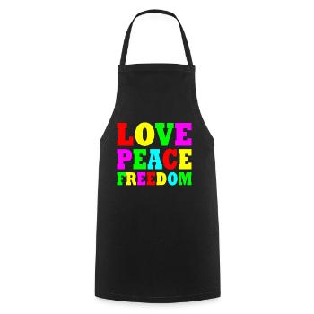 Love peace freedom - Tablier de cuisine - noir - Devant - AI Model Male 185 dark (185cm)