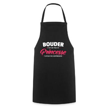 Bouder c'est un truc de princesse / humour femme - Tablier de cuisine - noir - Devant - AI Model Male 185 dark (185cm)