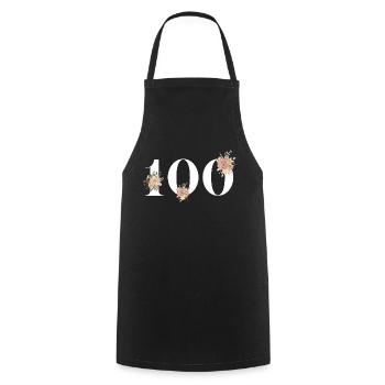 100th Anniversary Flowers (100th Anniversary Gift) - Cooking Apron - black - Front - AI Model Male 185 dark (185cm)