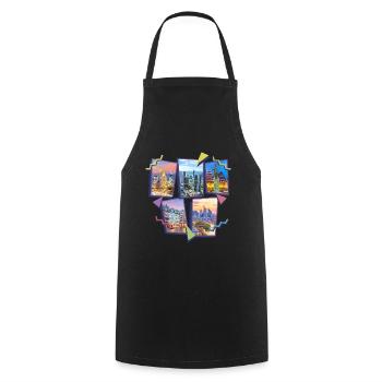 Frankfurt Germany City Skyline Collage - Cooking Apron - black - Front - AI Model Male 185 dark (185cm)