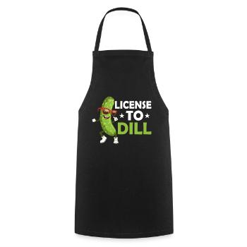License To Dill Cucumber Pickle - Kochschürze - Schwarz - Vorne - AI Model Male 185 dark (185cm)