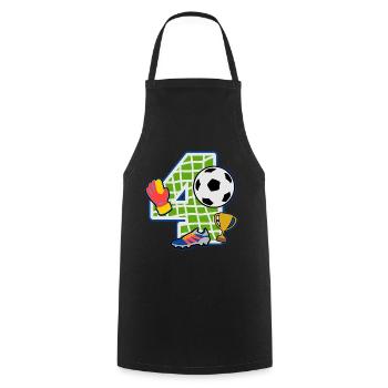 Football 4th birthday party number 4 - 4 years - Cooking Apron - black - Front - AI Model Male 185 dark (185cm)