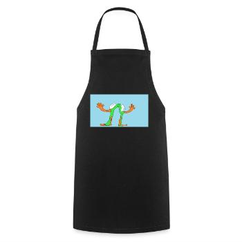 Grenouille gymnaste - Tablier de cuisine - noir - Devant - AI Model Male 185 dark (185cm)