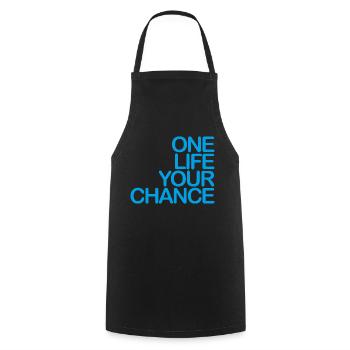 One LIFE your CHANCE 03 bleu clair - Tablier de cuisine - noir - Devant - AI Model Male 185 dark (185cm)