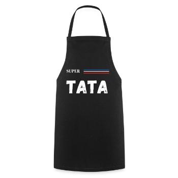 super tata - t-shirt assorti - Tablier de cuisine - noir - Devant - AI Model Male 185 dark (185cm)