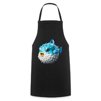 Inflated puffer fish - Cooking Apron - black - Front - AI Model Male 185 dark (185cm)