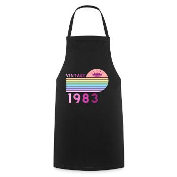 Anniversaire 40 ans vintage 1983 femme rose violet - Tablier de cuisine - noir - Devant - AI Model Male 185 dark (185cm)